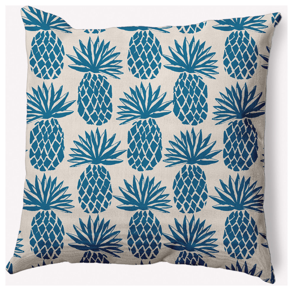 20" x 20" Pineapple Stripes Indoor/Outdoor Polyester Throw Pillow, Autumn Blue
