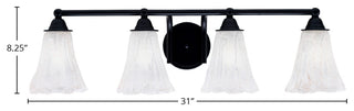 Paramount 4-Light Bath Bar, Matte Black, 5.5" Fluted Italian Ice Glass