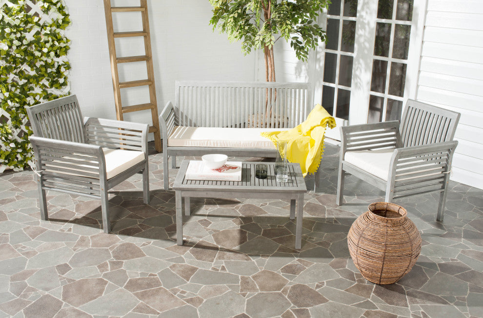 Safavieh Carson 4-Piece Indoor-Outdoor Living Set, Gray Wash