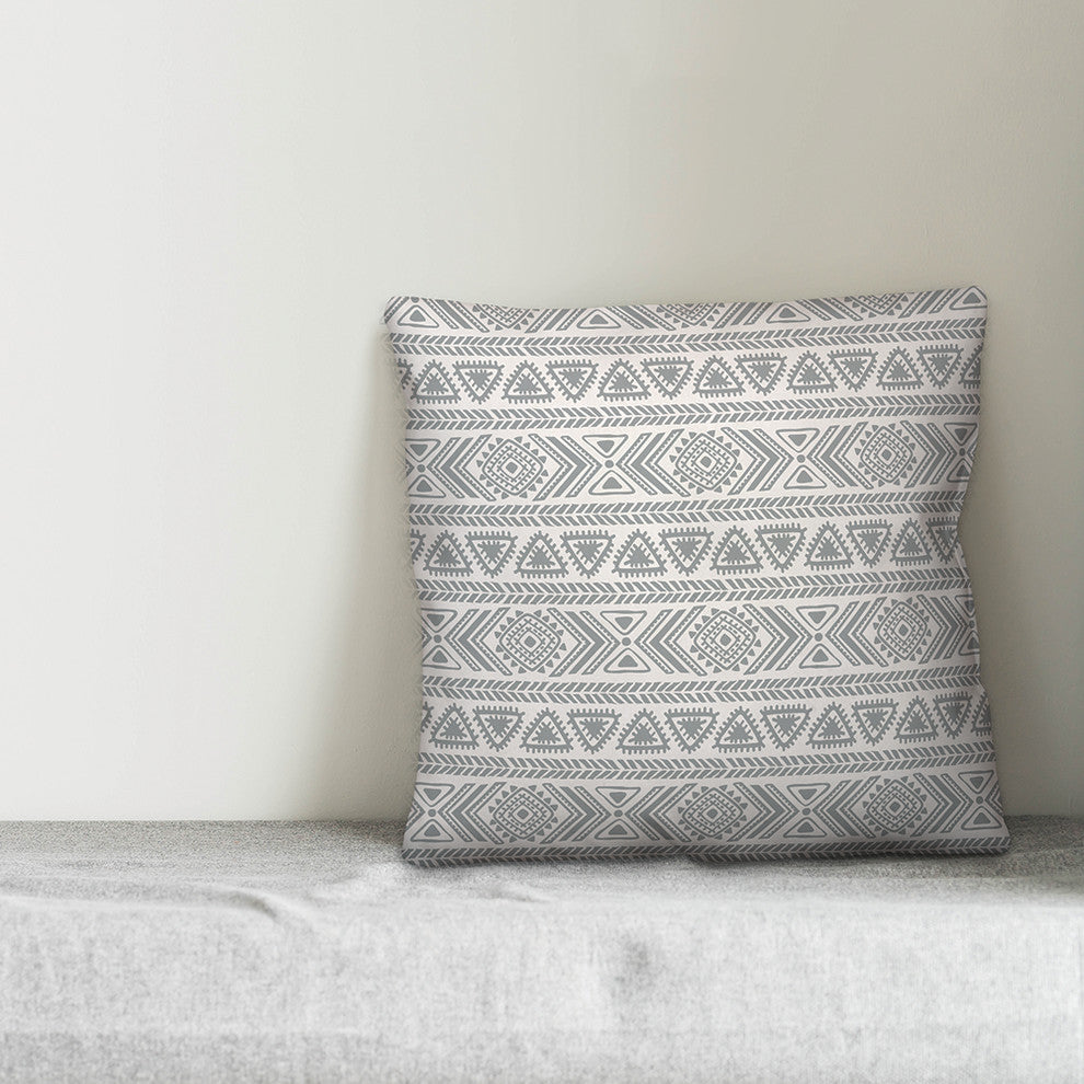 Grey Tribal Pattern 16x16 Throw Pillow