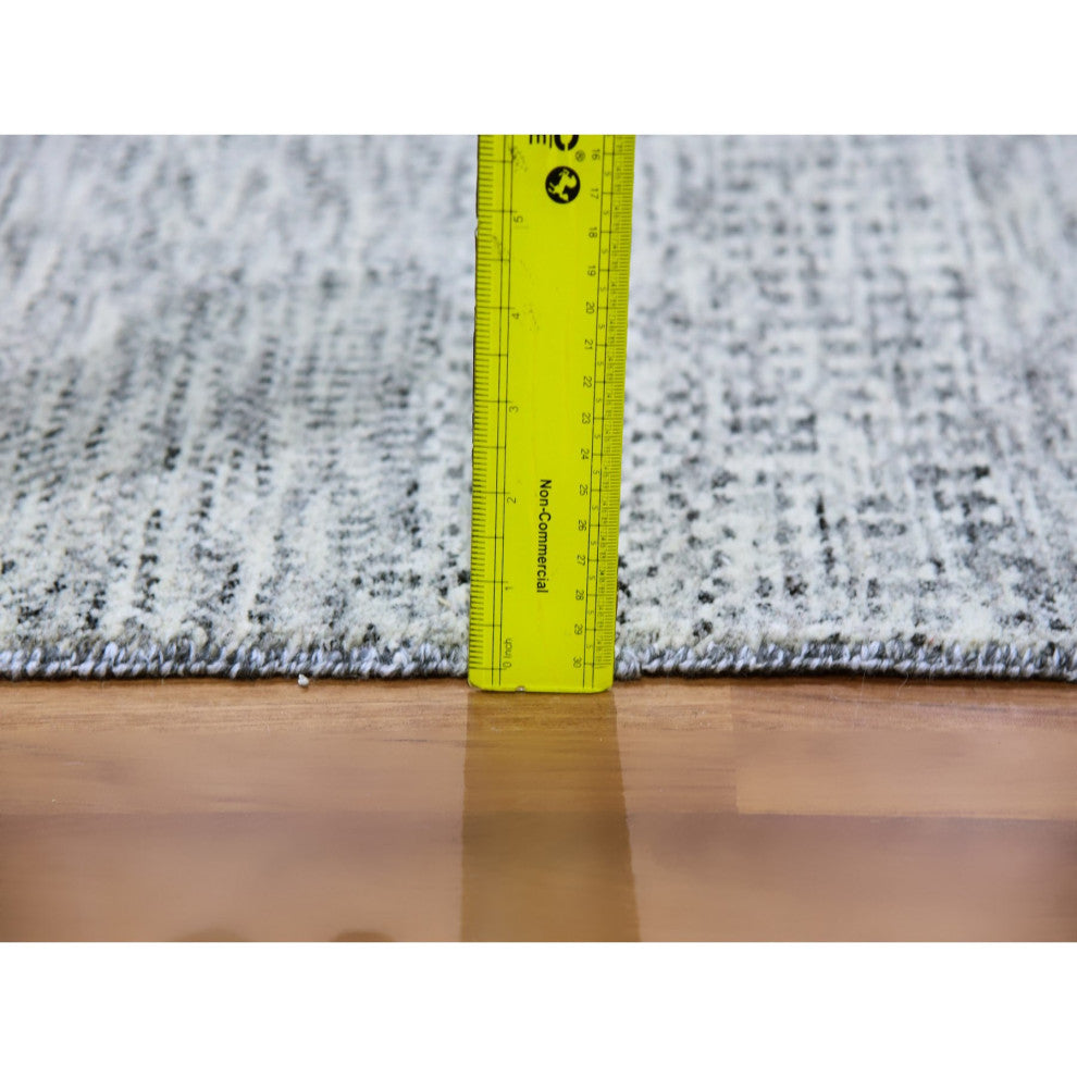 Harbor Gray Undyed Wool Hand Knotted Grass Design XL Runner Rug, 2'6"x20'5"