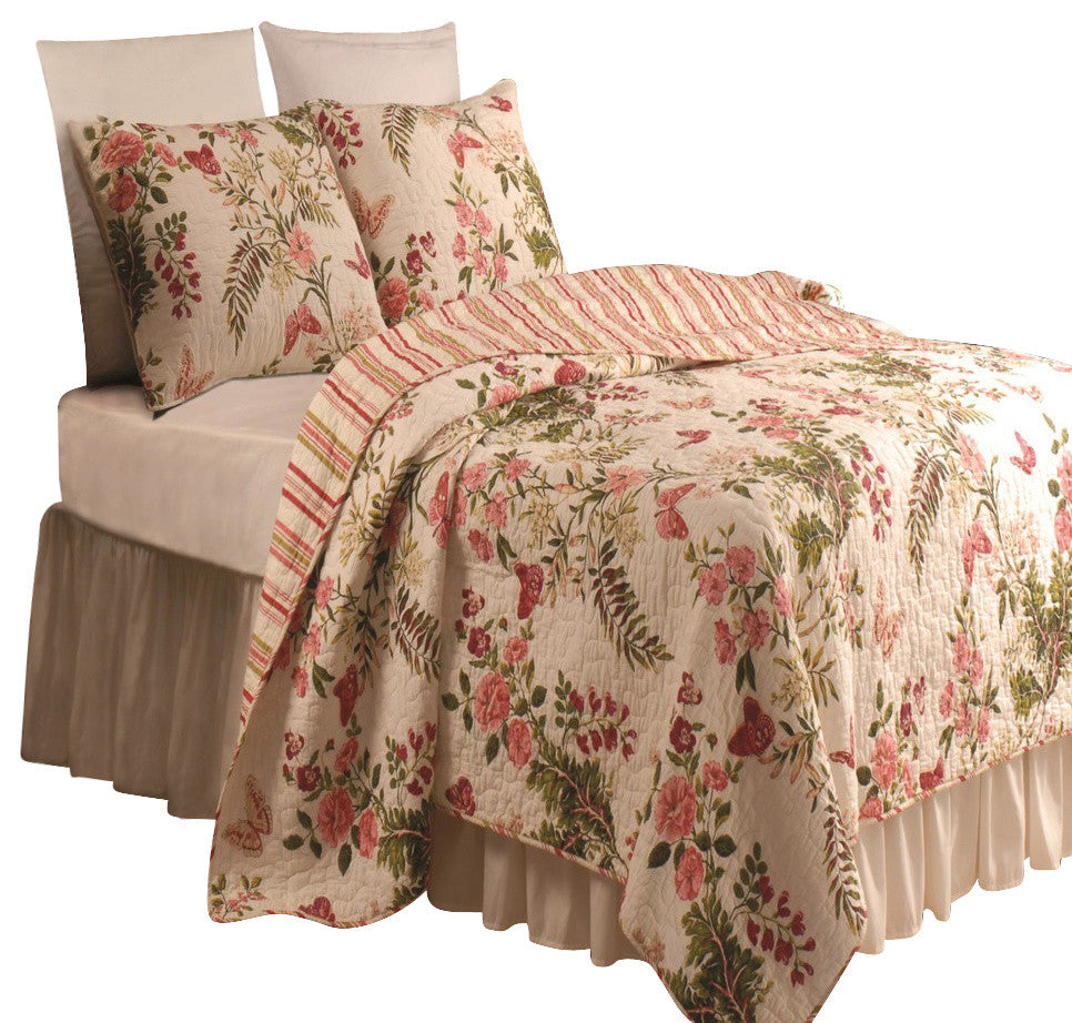 Greenland Home Butterflies Quilt And Sham Set, 2-Piece  Twin