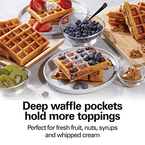 Belgian Mini Waffle Maker with Shade Control, Makes 2 at Once, Create, 4-Slice