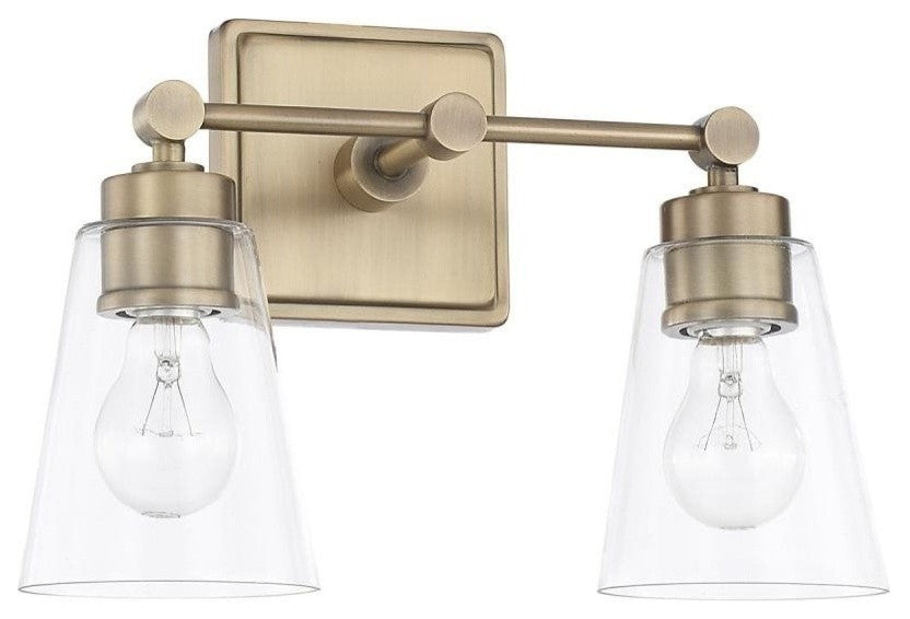 2 Light Vanity, Aged Brass