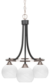 Paramount 3-Light Chandelier, Matte Black & Brushed Nickel, 5.75" White Marble