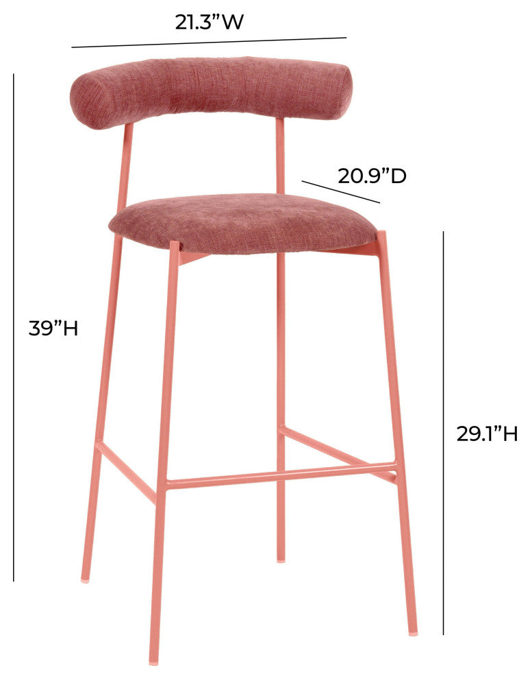 Liliana Mauve Velvet Bar Stool - Mauve