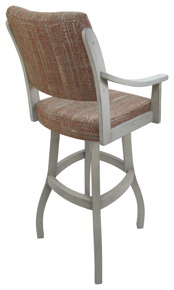 Swivel Counter Wood Bar Stool Casa on S-Base, Watusi Madder - Antigue White, 26"