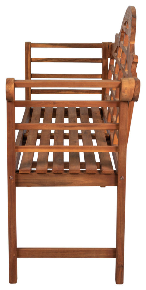Lutyens 51.2" 3-Seat Arched Acacia Wood Outdoor Garden Patio Bench, Teak