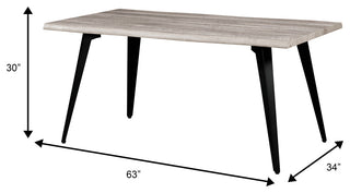 Ravenna 63" Rectangular Dining Table with MDF Tabletop and Metal Legs, Sunbleached Grey