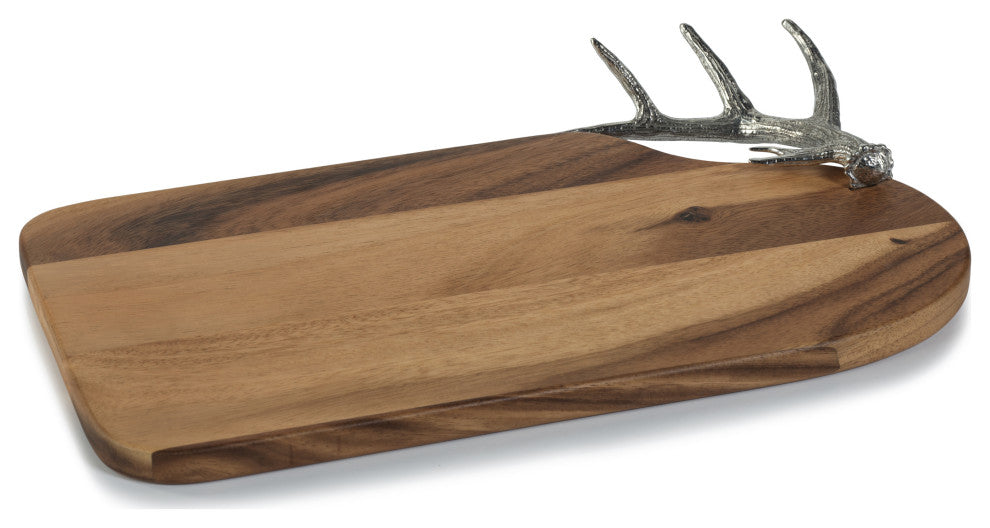 Malachi Cheese and Charcuterie Board With Pewter Antler Handle