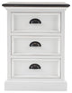 Distressed White and Deep Brown Three Drawer Nightstand