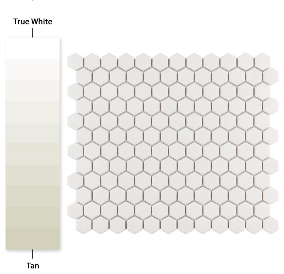 Gotham 1" Hex White Porcelain Floor and Wall Tile