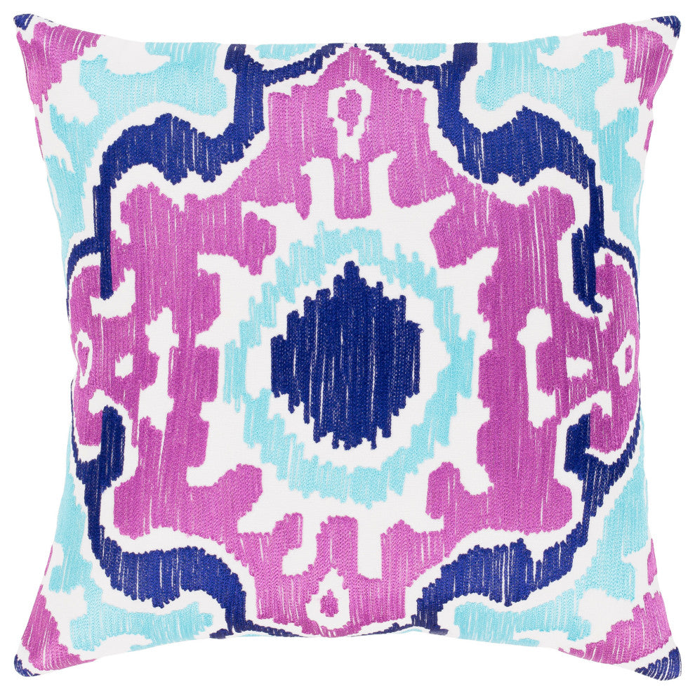 Surya Effulgence EFF-002 18"x18" Pillow Cover, Ivory/Violet/Purple/Aqua