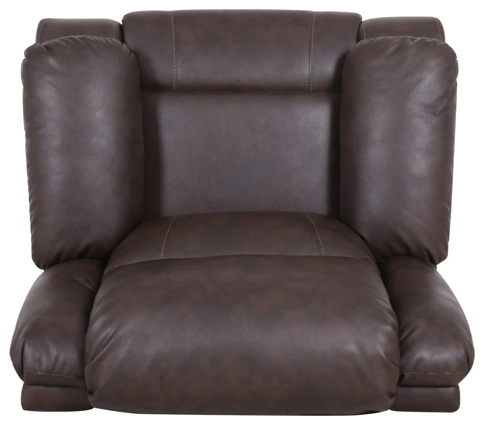 GDF Studio Flora Classic Tufted Leather Swivel Recliner, Dark Brown