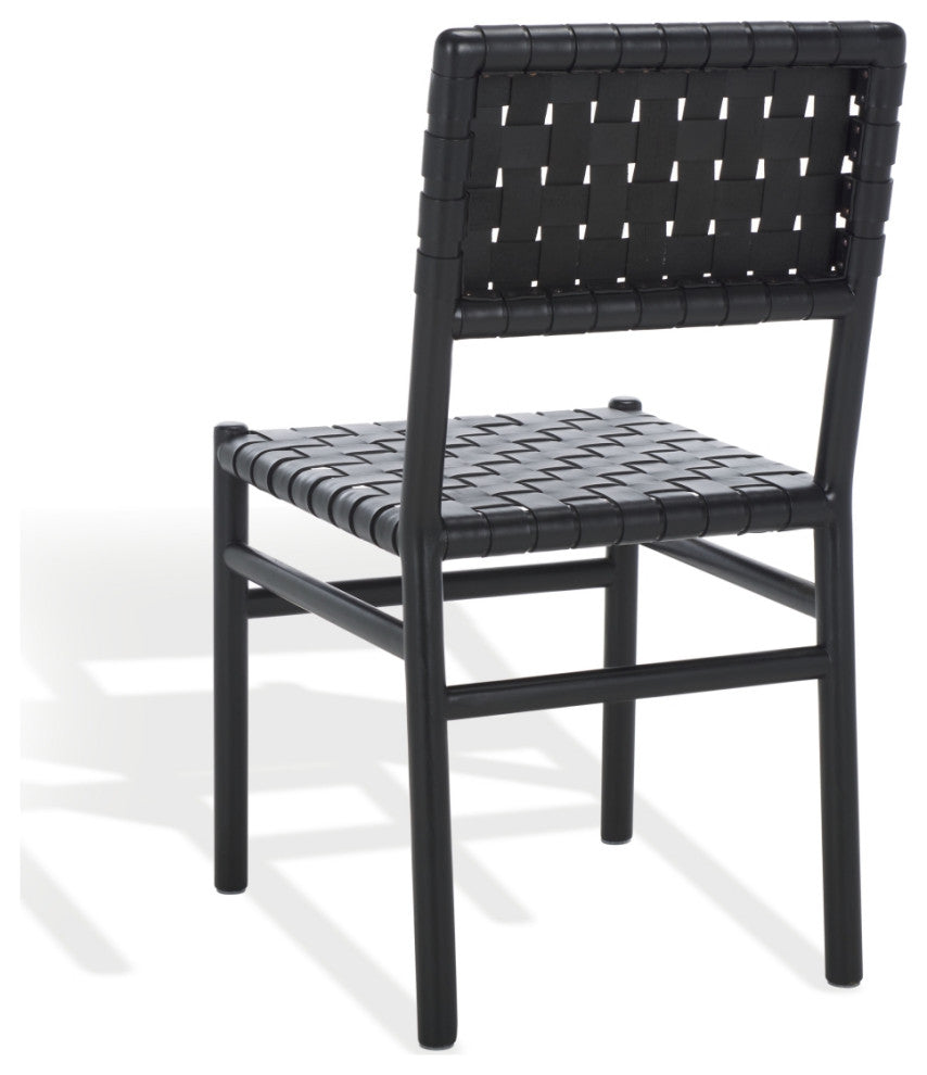 Safavieh Couture Jeremiah Woven Leather Dining Chair, Black