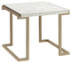 24"x22"x22"Faux Marble Champagne End Table