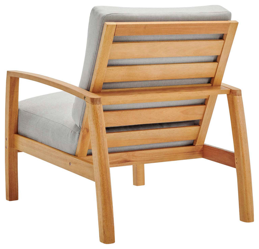 Lounge Sectional Sofa Chair Set, Wood, Brown Natural Gray, Modern, Outdoor