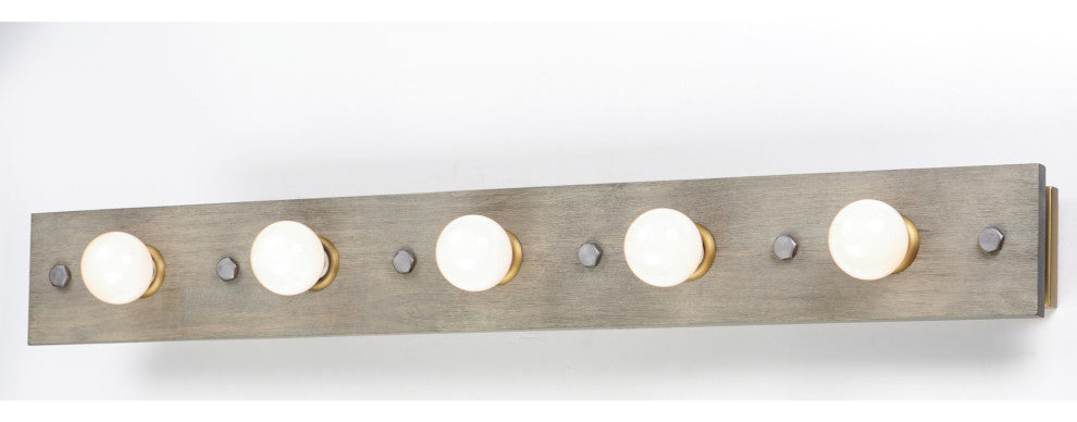 Maxim 25244 Plank 5 Light 48"W Distressed Wood Bathroom Light - Weathered Wood