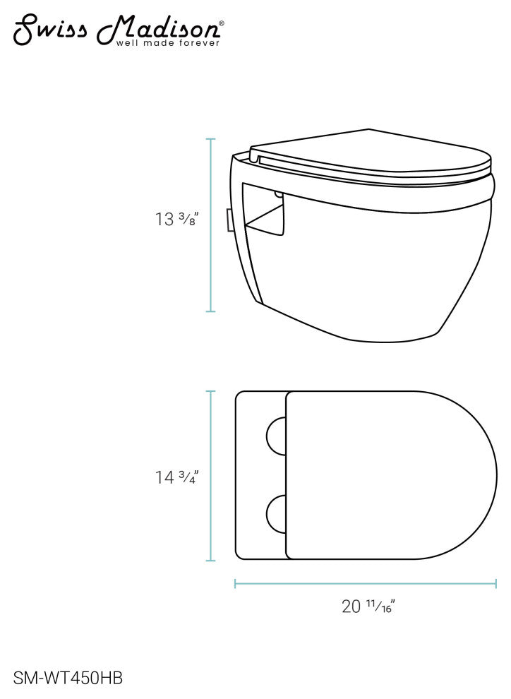 Ivy Wall Hung Elongated Toilet Bowl 0.8/1.28 GPF Dual Flush, Black Hardware