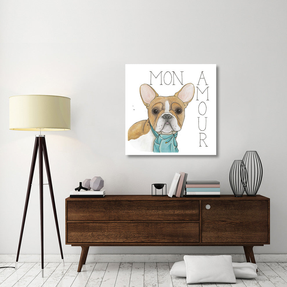 "Puppy Love Frenchie Color" Digital Paper Print by Elyse DeNeige, 38"x38"