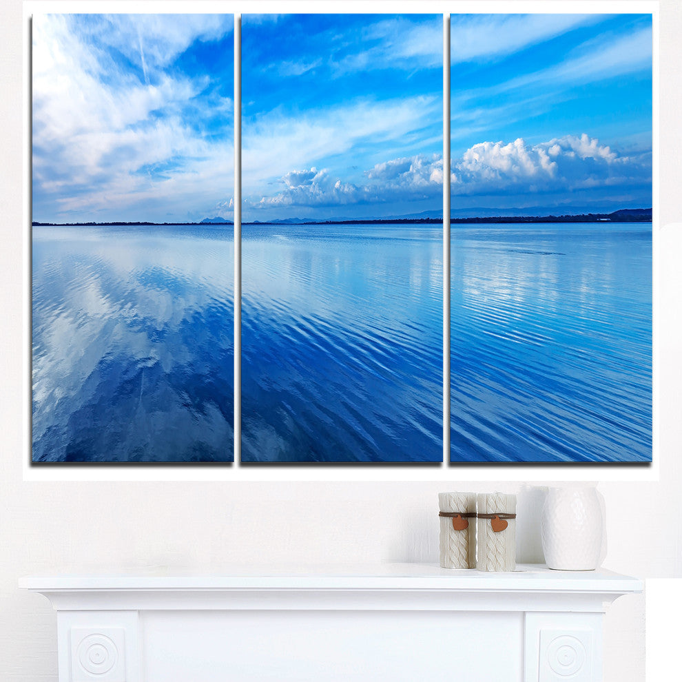 "Sunset Blue Panoramic Landscape" Metal Wall Art, 3 Panels, 36"x28"