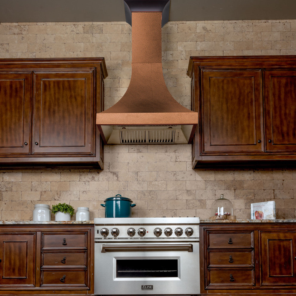 ZLINE 36" Designer Series Hand-HammeredCopper Finish Wall Range Hood, 8632H-36