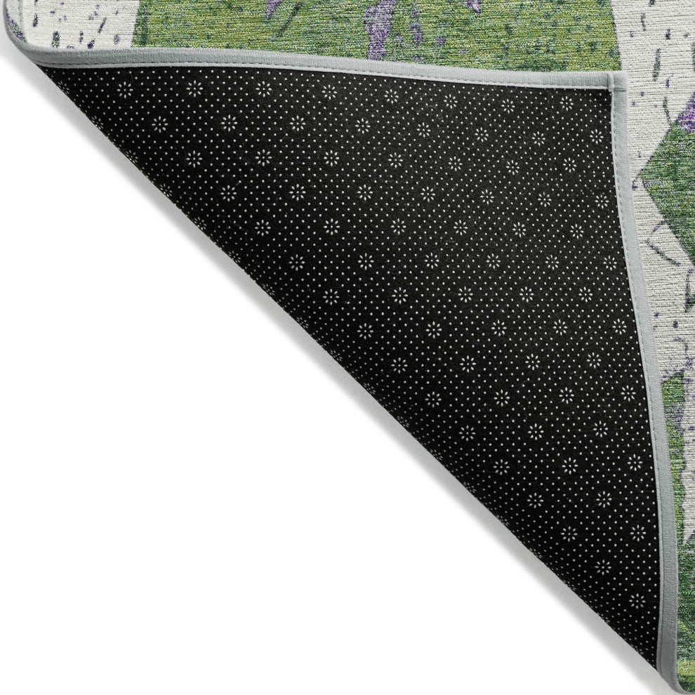 Machine Washable Indoor/Outdoor Chantille ACN1879 Green 5' x 7'6" Rug