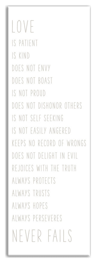 Love Never Fails 12x36 Canvas Wall Art