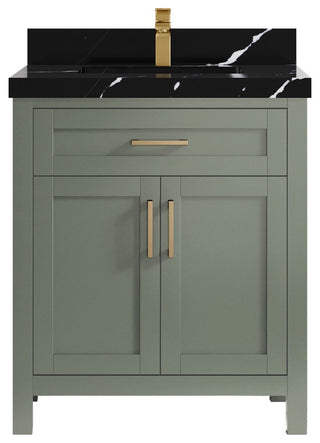 Cambridge 30" Single Sink Bath Vanity in Evergreen 2" Calacatta Black