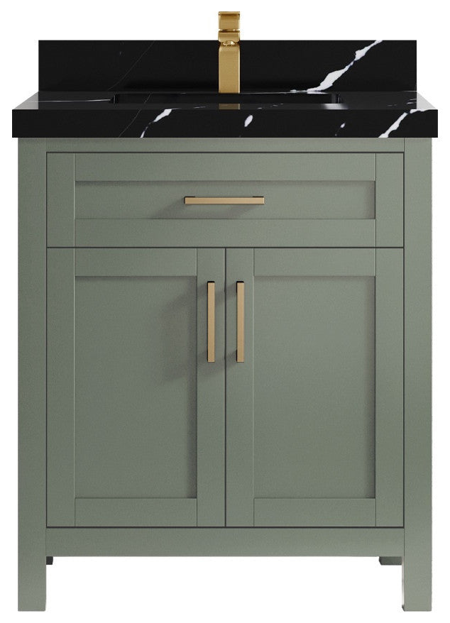 Cambridge 30" Single Sink Bath Vanity in Evergreen 2" Calacatta Black