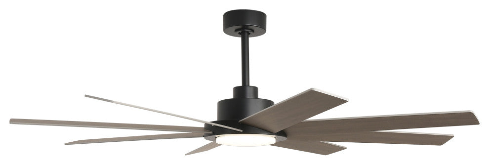 60-inch Industrial 8-Blades Black LED Ceiling Fan with Remote