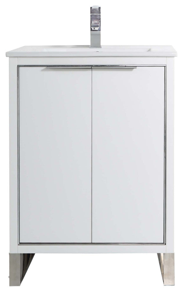 Fine Fixtures Opulence Collection Bathroom Vanity with White Ceramic Sink
