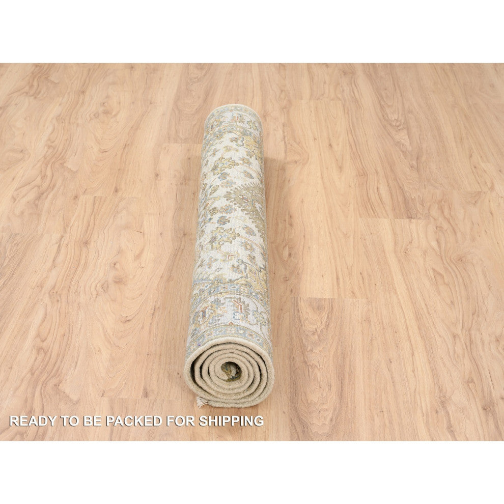Ivory Karajeh Design Soft and Pure Wool Hand Knotted Oriental Rug 4'1" x 6'6"