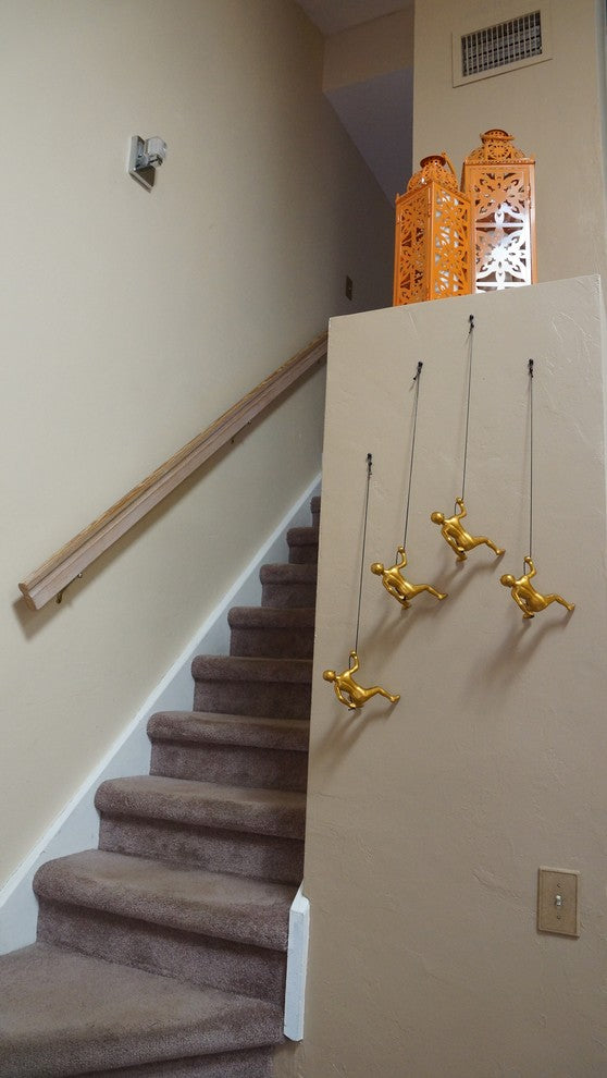 Climbing Man Wall Art Hand Made Position # 1, Gold, 1-Piece