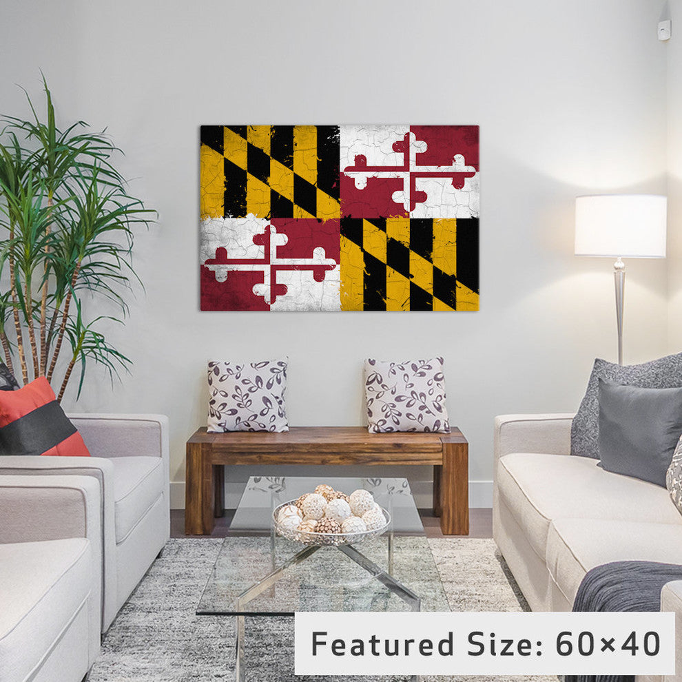"Maryland Cracked Fresh Paint State Flag" by iCanvas, 26x18x1.5"