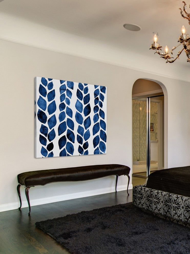 "Blue Petal Tracks" Painting Print on Wrapped Canvas