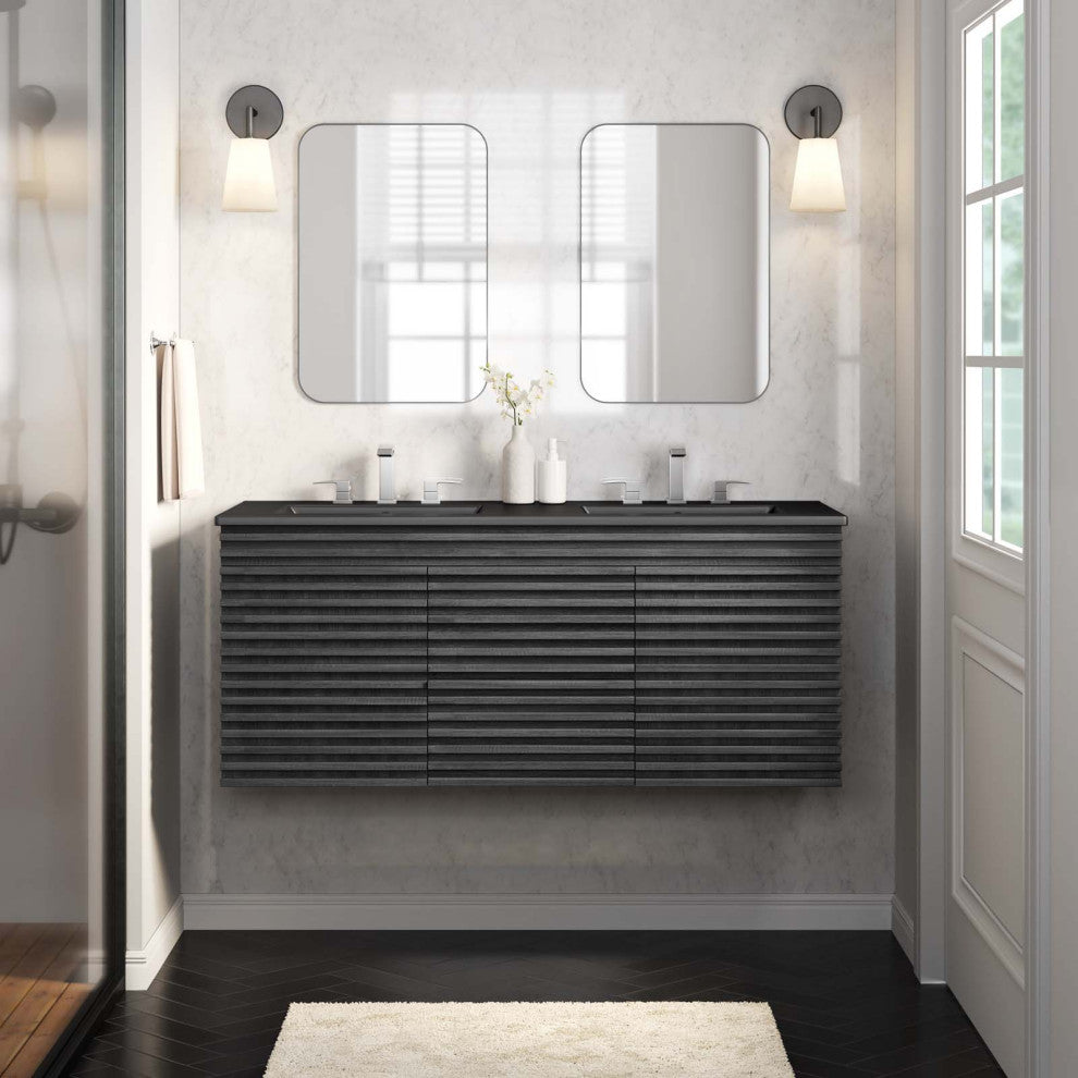 Render 48" Wall-Mount Bathroom Vanity, Charcoal Black