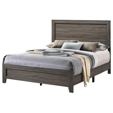 Rustic Gray Wood 6pc Bedroom Set in Cali King with Chest and 2 Nightstands