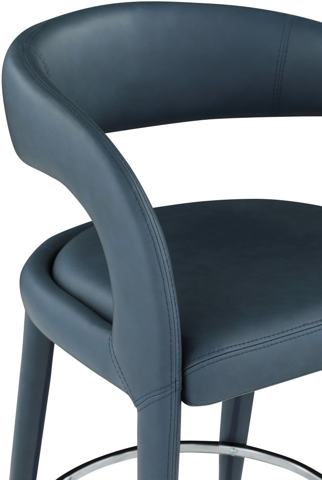 Sylvester Faux Leather Stool, Navy