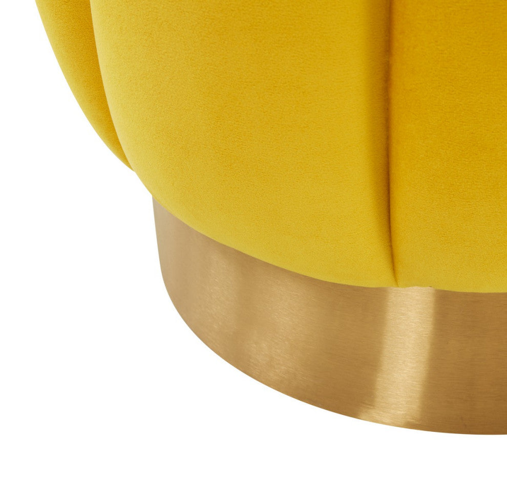 Safavieh Couture Maxine Channel Tufted Otttoman, Marigold