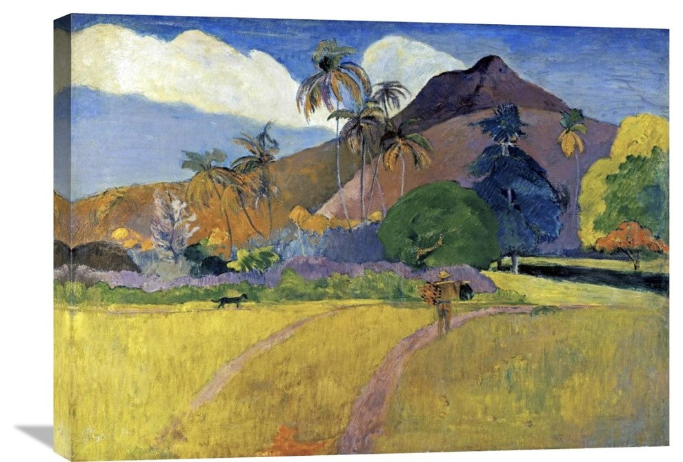 "Tahitian Landscape with a Mountain" Artwork, 30"x21"