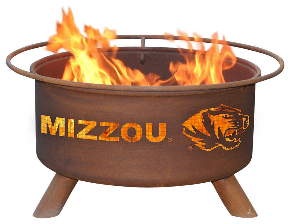 Customizable NCAA Logo Fire Pit, Rust Patina, Missouri