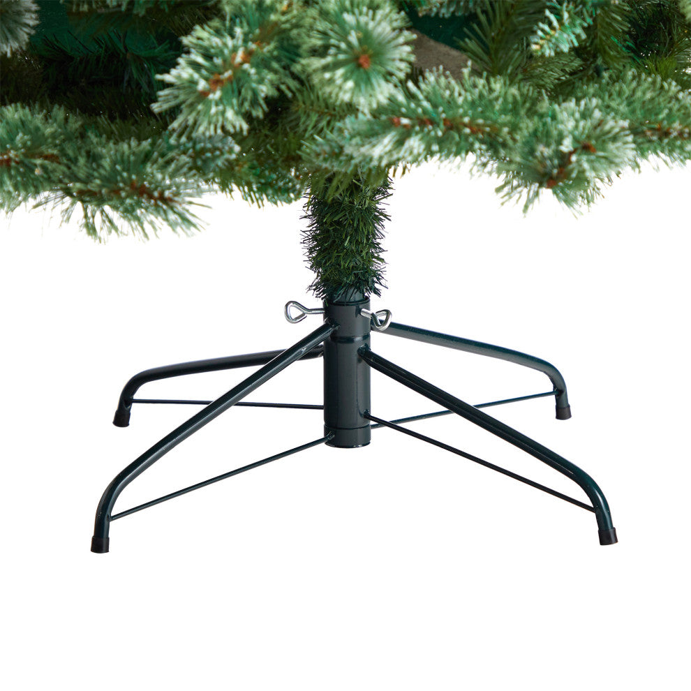 8' Wisconsin Slim Snow Tip Pine Artificial Christmas Tree With 600 LED Lights