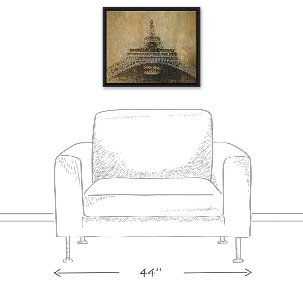 Vintage Eiffel Tower 16x20 Black Floating Framed Canvas
