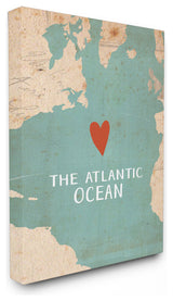 Heart the Atlantic Map Stretched Canvas Wall Art, 24x30