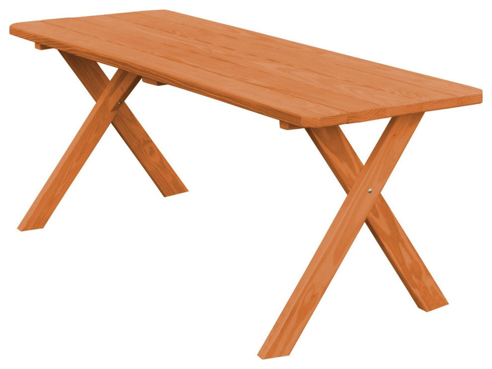 Pine 6' Cross-Leg Table, Cedar Stain