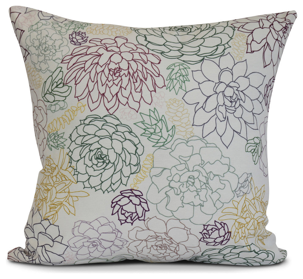 20x20", Floral Outdoor Pillow, Purple
