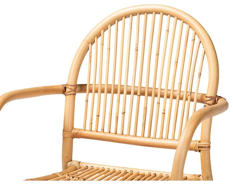 Tugera Modern Bohemian Natural Brown Rattan Counter Stool