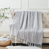 Chain Tweed Knit Throw Blanket, Grey