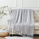 Chain Tweed Knit Throw Blanket, Grey